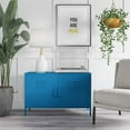 thumbnail image 1 of Novogratz Cache 2 Door Wide Metal Locker Accent Storage Cabinet, Bright Blue, 1 of 13