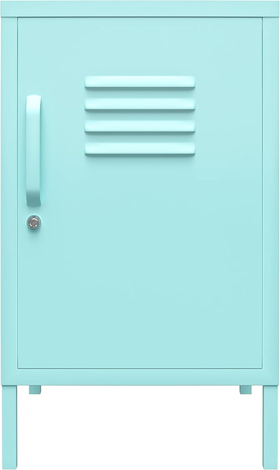 Mint Metal Locker End Table with Storage