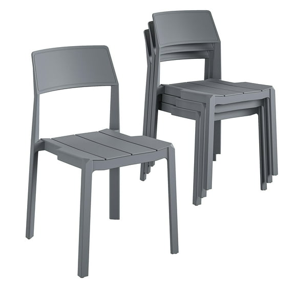 Novogratz Chandler Dining Chairs, Indoor/Outdoor, 4-Pack, Charcoal
