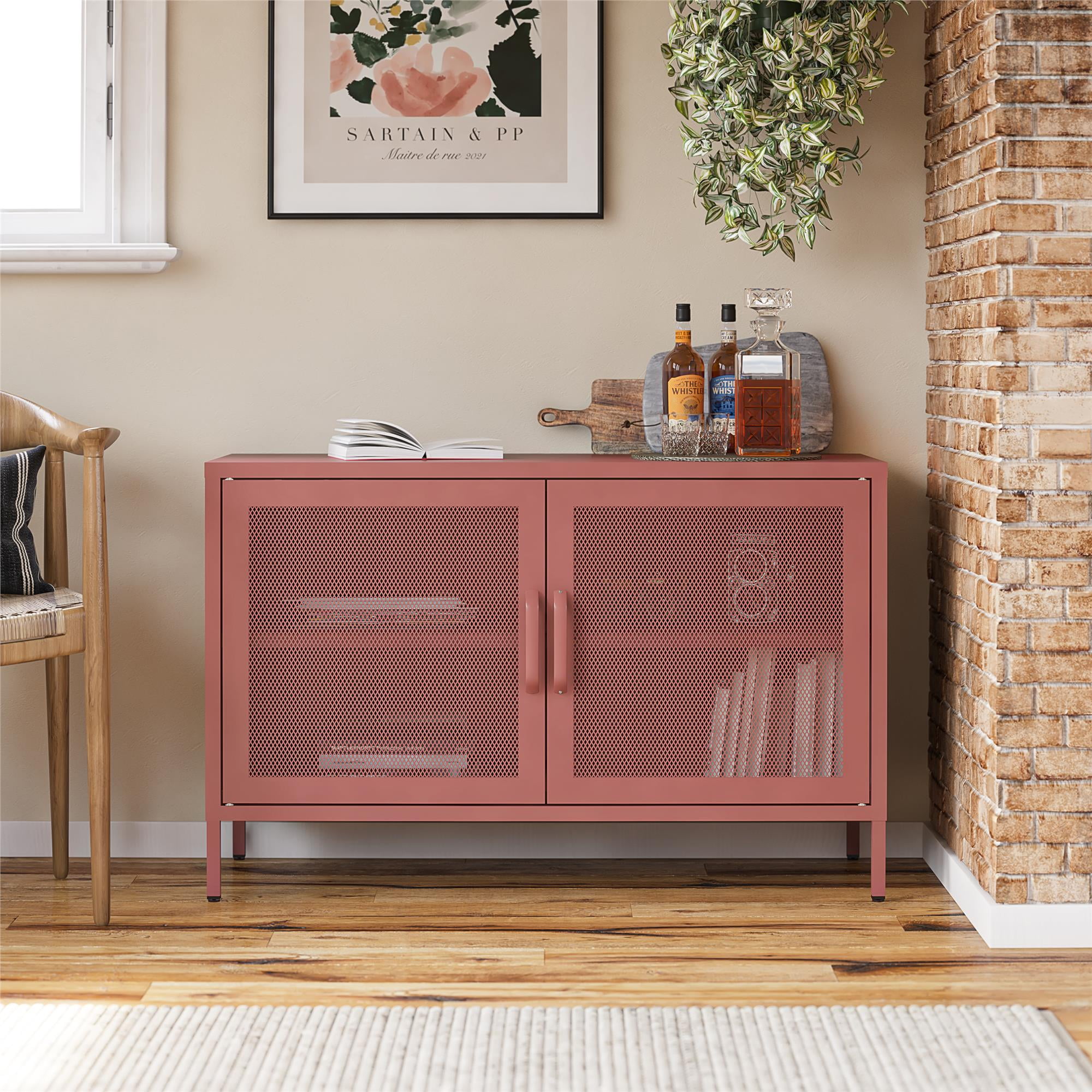 Novogratz Channing 2 Door Storage Cabinet-Mesh Metal Locker