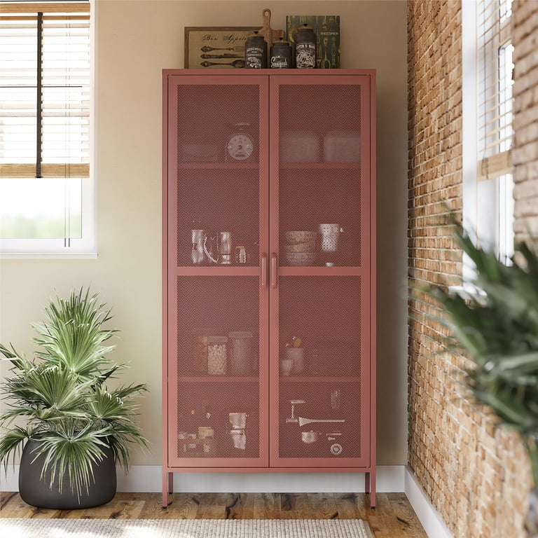 Novogratz Channing Tall 2 Door Storage Cabinet-Mesh Metal Locker