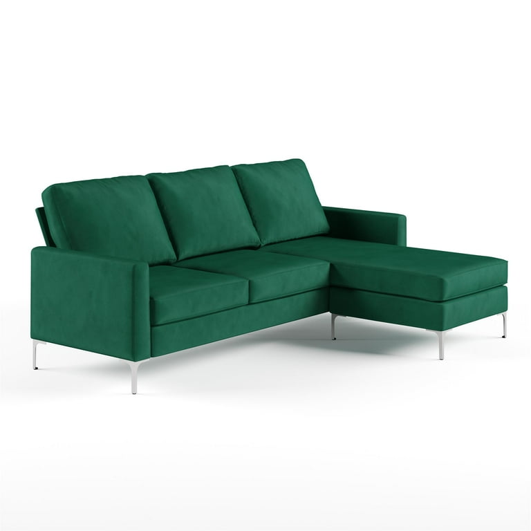 Novogratz Chapman Sectional Sofa with Chrome Legs Green Green Walmart