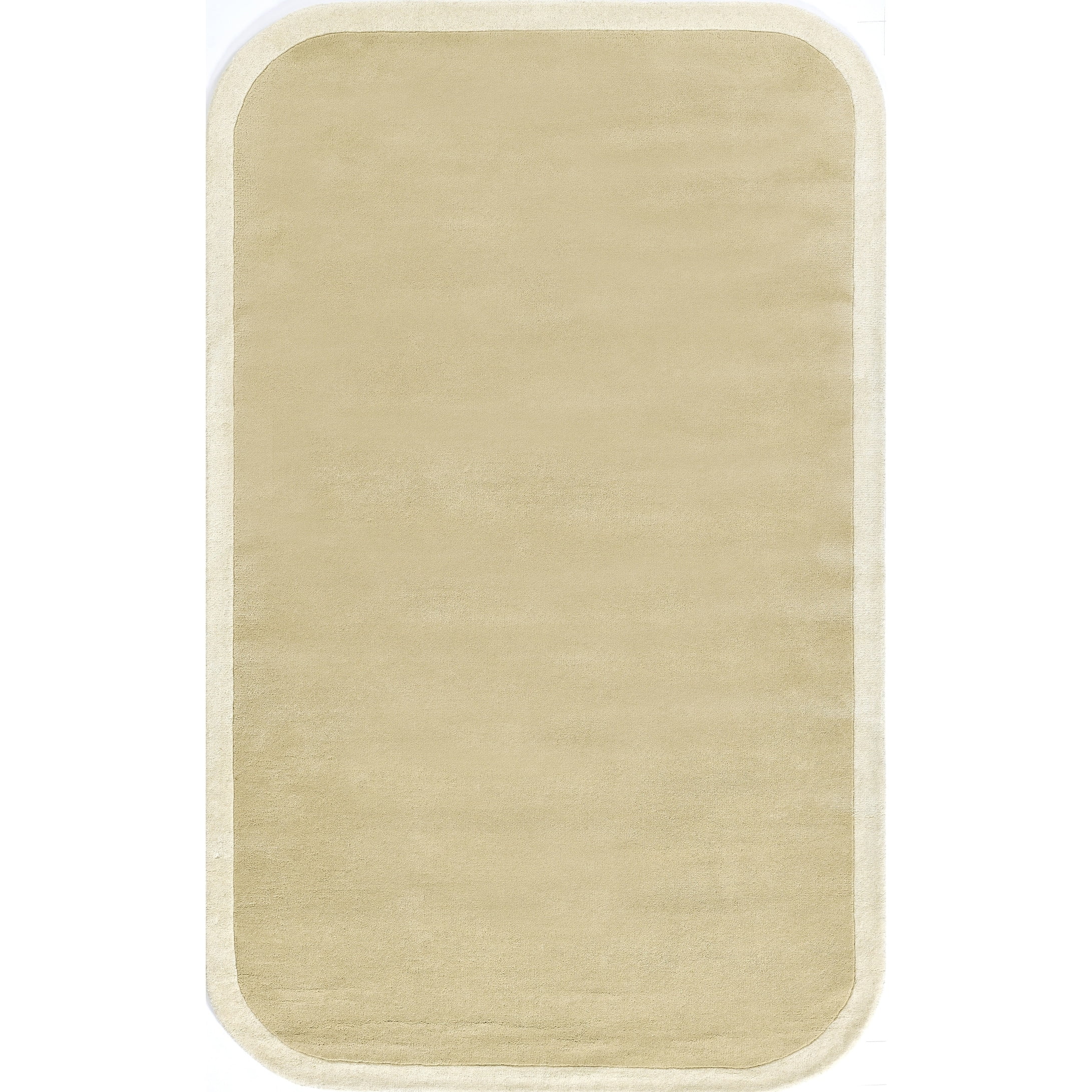 Cream Tufted Wool Rectangle Area Rug with Border
