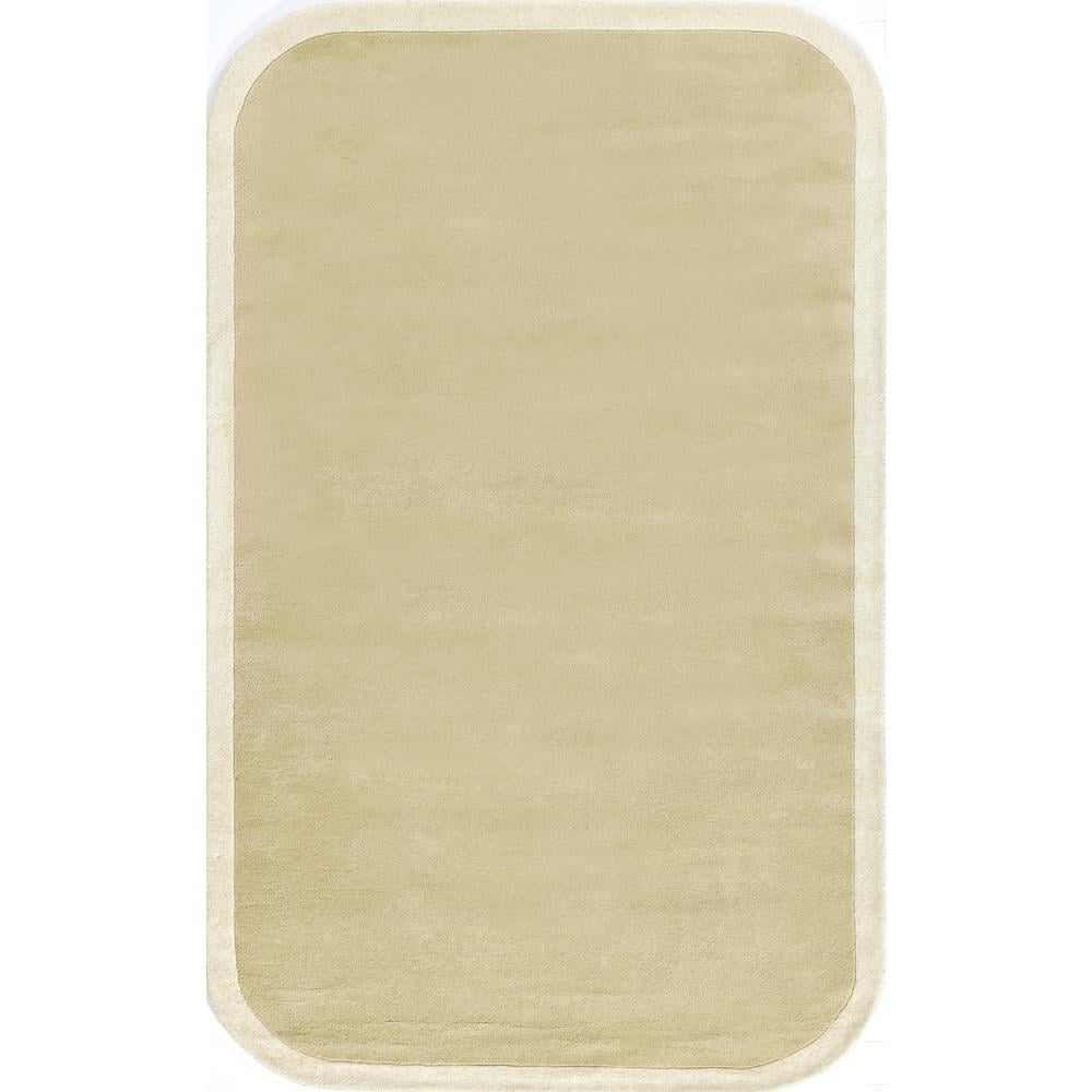 Cream Tufted Wool Rectangle Area Rug with Border