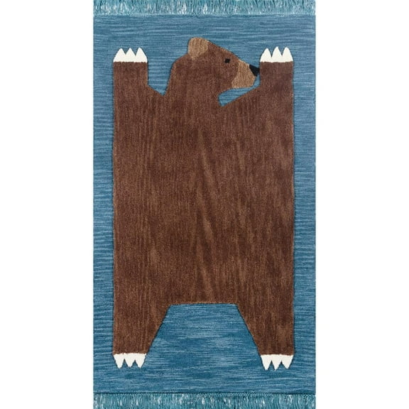 Novogratz by Momeni Atticus Teddy Hand Made Wool Navy Area Rug 3' X 5'