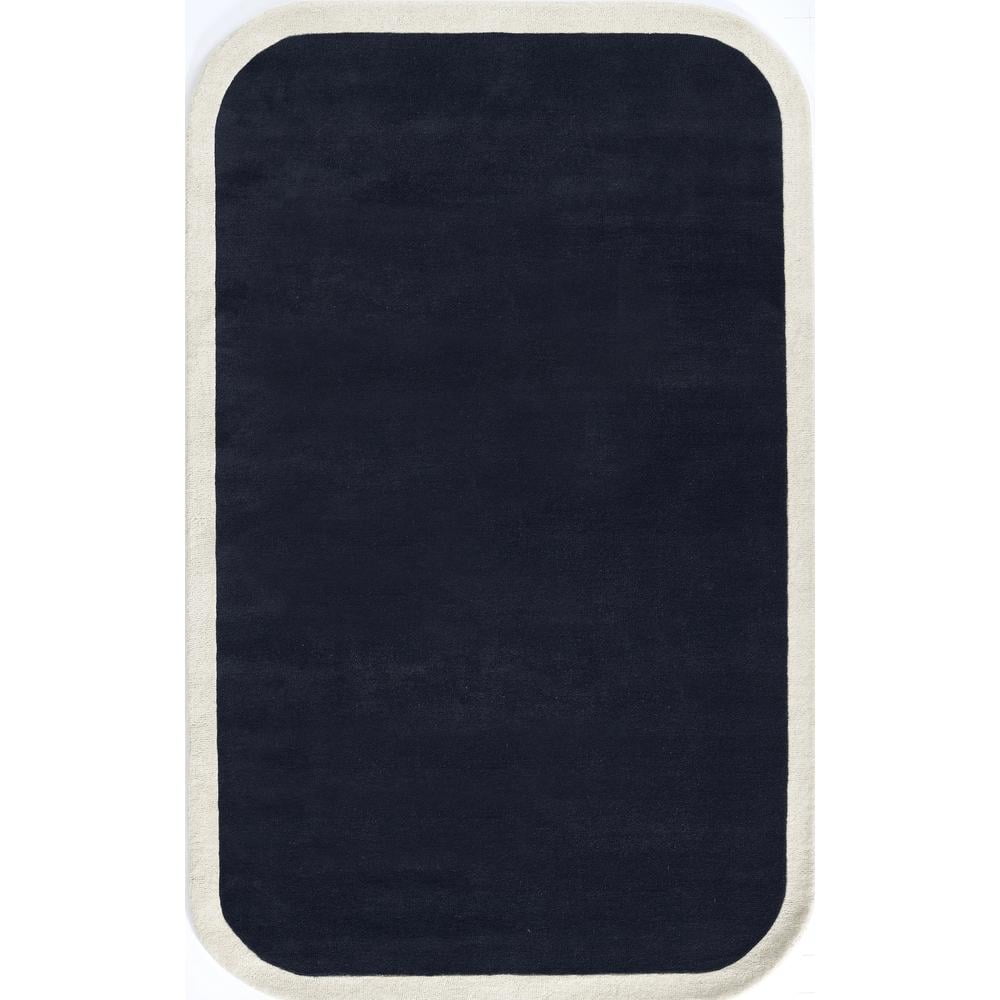 Navy and Cream Hand-Tufted Wool Area Rug, 8' x 10'