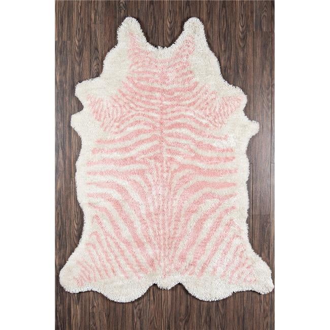 Handmade Pink and White Zebra Stripe Tufted Area Rug 7'6" x 9'6"