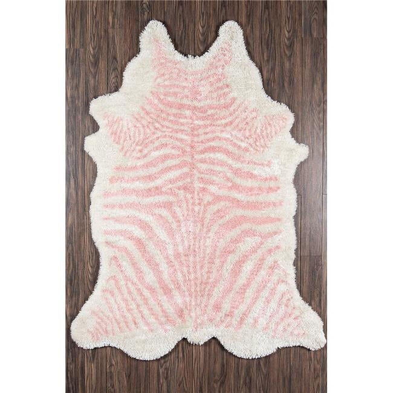 Handmade Pink and White Zebra Stripe Tufted Area Rug 7'6" x 9'6"