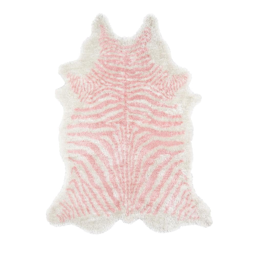 Plush Pink Zebra Stripe Hand-Tufted Area Rug, 3'6" x 5'6"