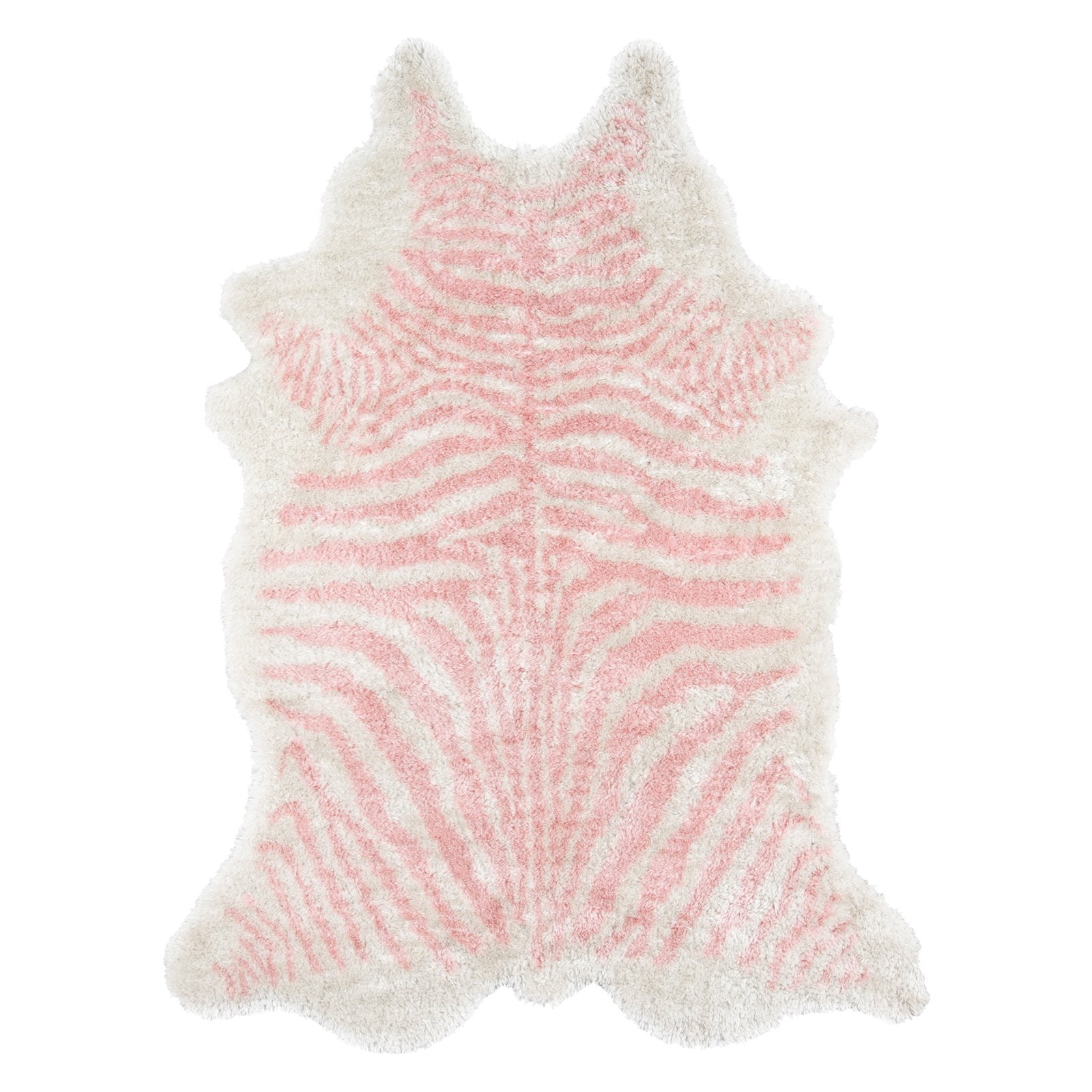 Handmade Pink and White Zebra Stripe Tufted Area Rug 7'6" x 9'6"