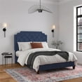 Novogratz Eloise Upholstered Platform Bed Frame with Tall 56" Button
