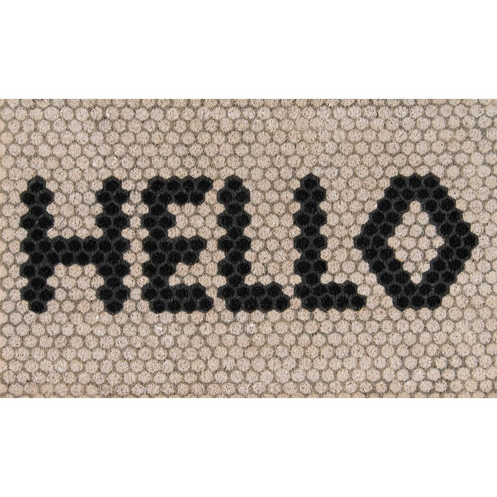 Handwoven Ivory Rectangular Coir Doormat with PVC Backing