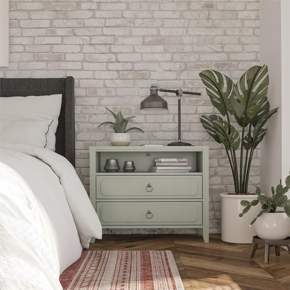 Novogratz Her Majesty 2 Drawer Nightstand, Pale Green