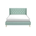 Novogratz Her Majesty Tufted Upholstered Bed Frame, Queen, Light Green