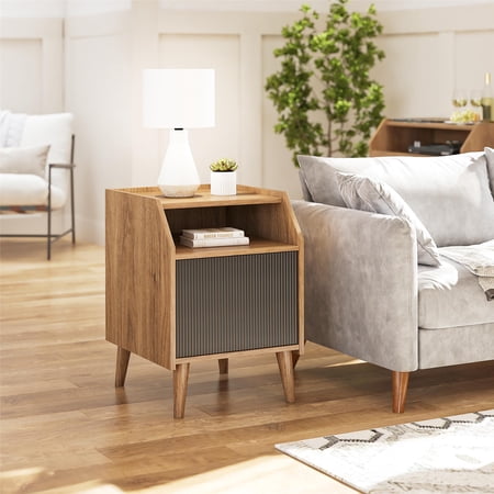 Novogratz Magnolia End Table, Walnut/Black