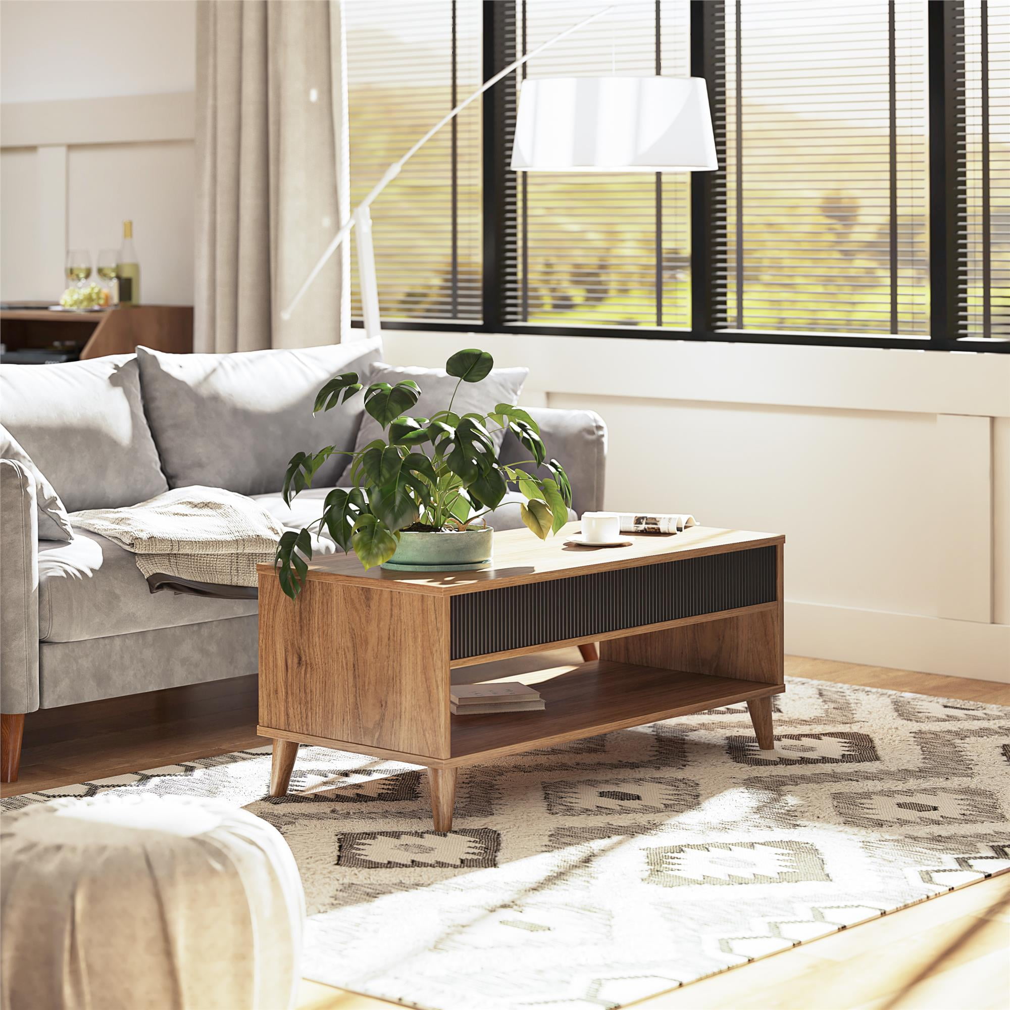 Novogratz Magnolia Lift Top Coffee Table, Walnut/Black