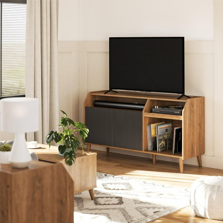 Novogratz Magnolia TV Console/Record Station, Walnut/Black