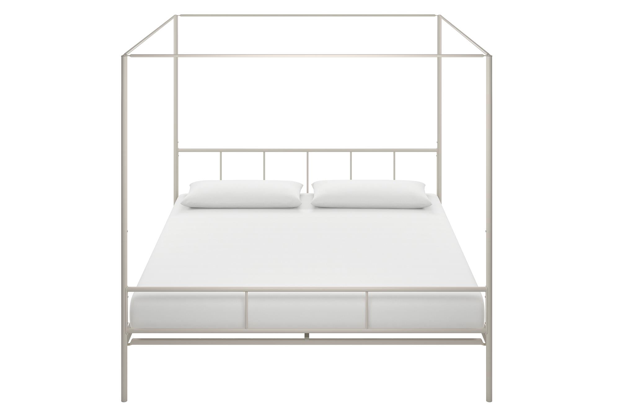Novogratz Marion Metal Canopy Platform Bed Frame, King, Off White