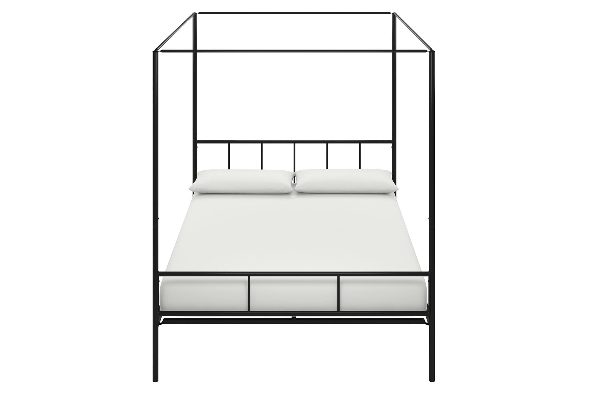 Marion Black Metal Queen Canopy Platform Bed with Headboard