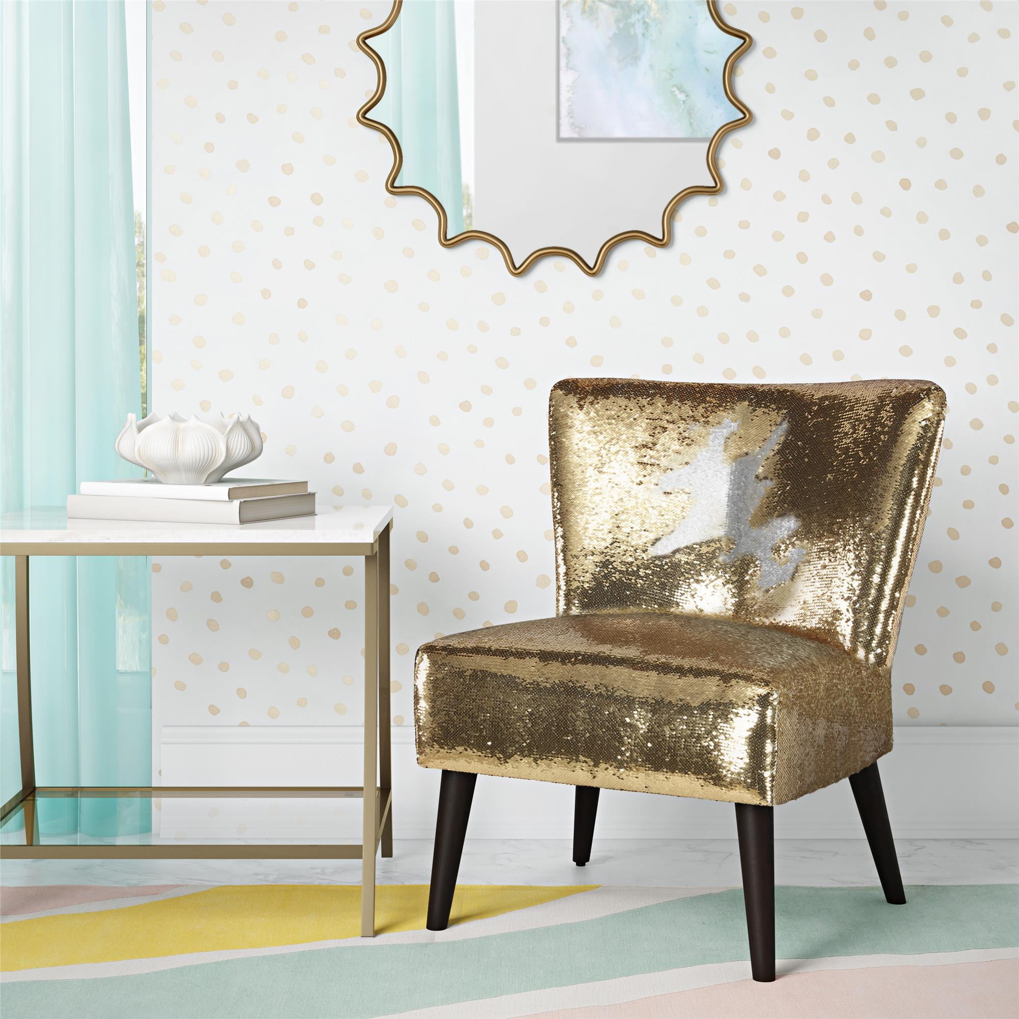Novogratz Mazzy Sequin Accent Chair, Gold, Silver - Walmart.com