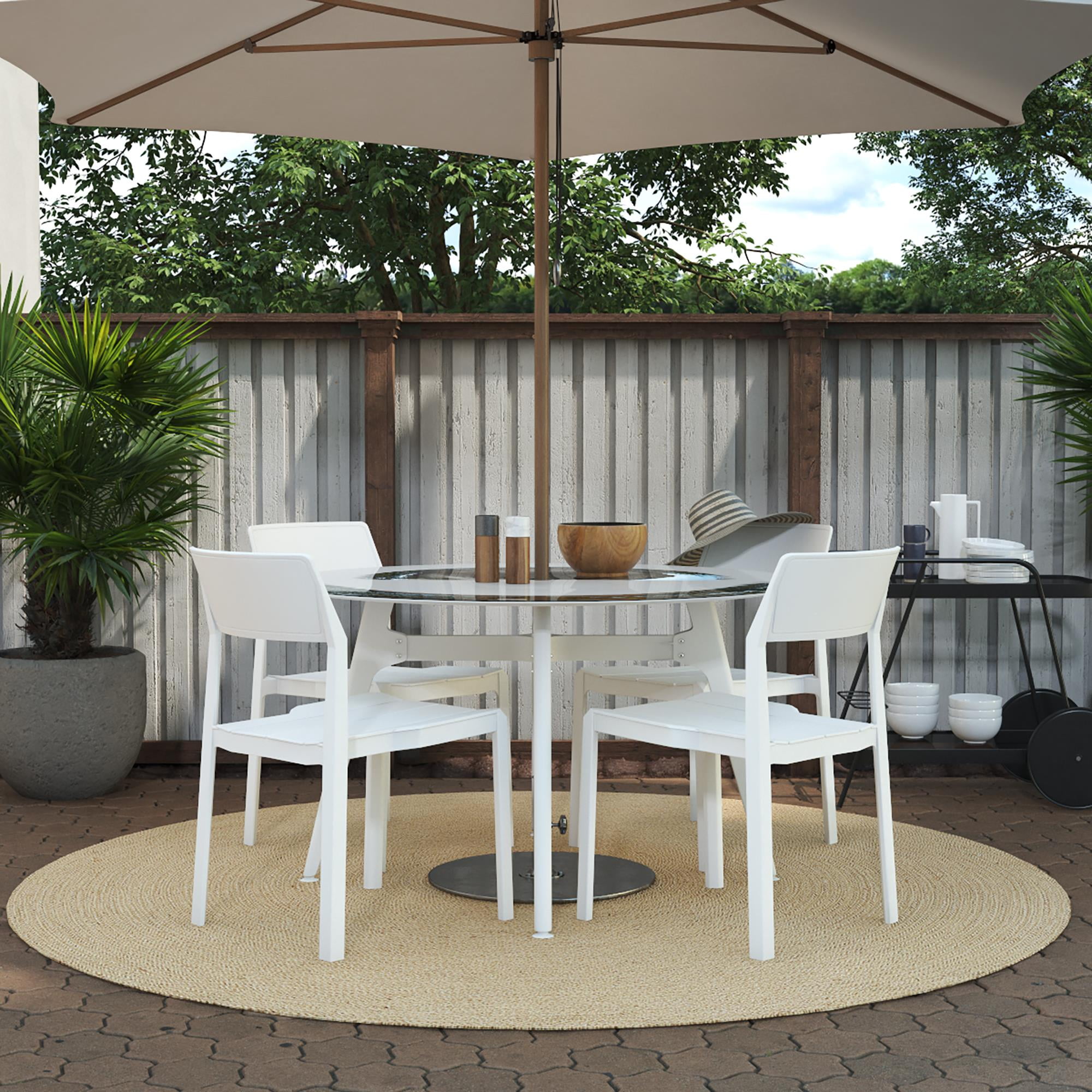 Novogratz Chandler Stacking Dining Chairs (4-Pack) - White, Indoor/Outdoor Resin Chairs, No Assembly Required