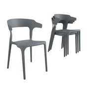 Novogratz Poolside Collection, Felix Stacking Dining Chairs, Indoor/Outdoor, 4-Pack, Charcoal