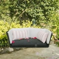 thumbnail image 1 of Novogratz Poolside Gossip Collection, Sally Loveseat Swing, Pink Striped Cushion, Black Wicker, 1 of 10