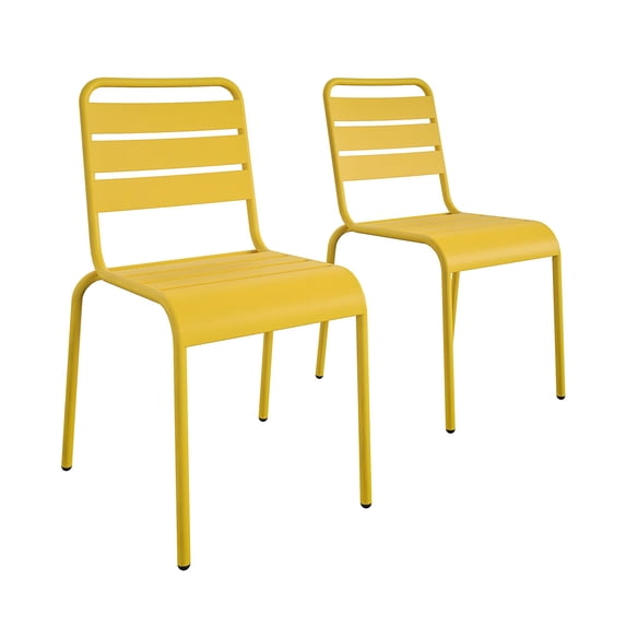 Novogratz Poolside Gossip, June Outdoor/Indoor Stacking Dining Chairs, 2-Pack, Yellow