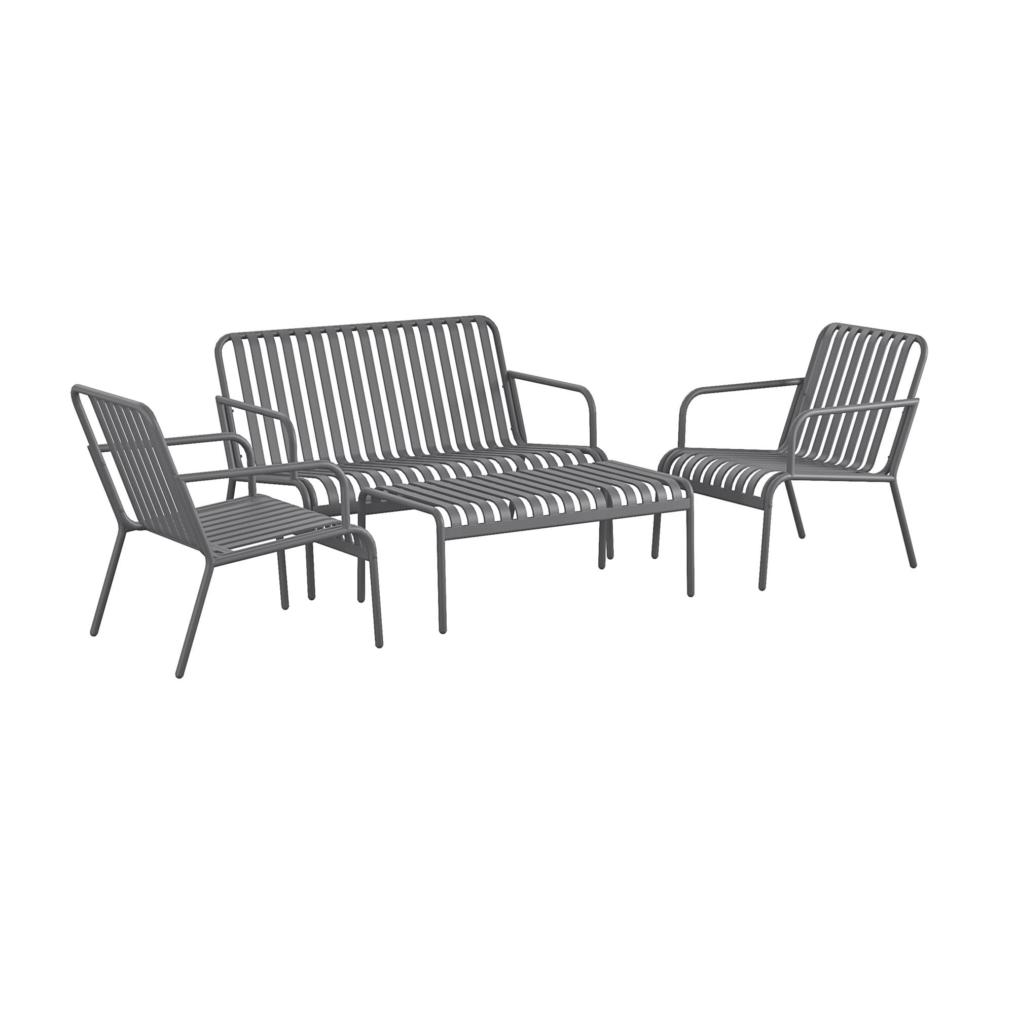 Charcoal Steel 4-Piece Outdoor Conversation Set