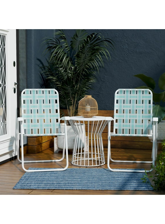 Novogratz Poolside Gossip, Priscilla Folding Chairs, 2-Pack, Aqua Haze