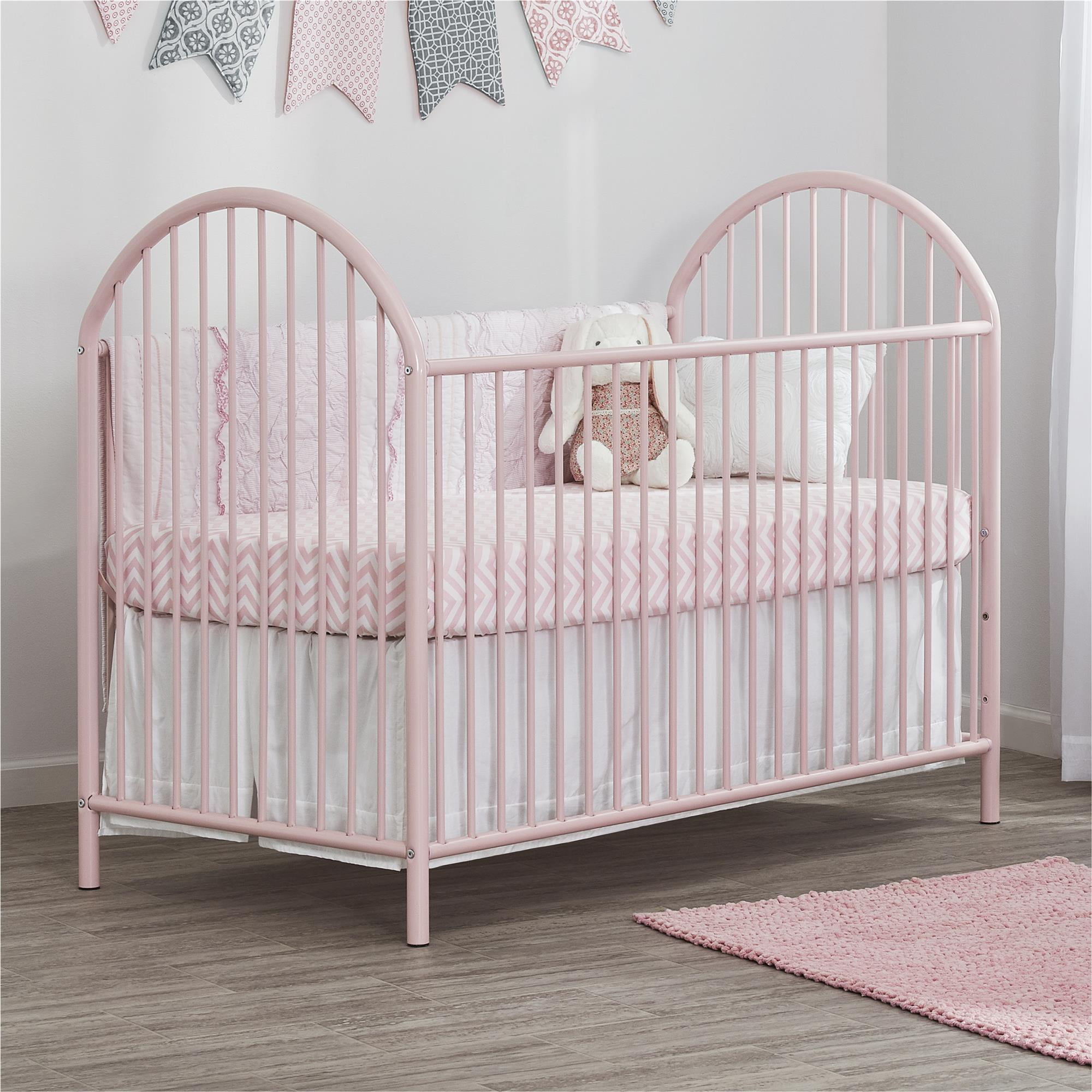 Pink metal crib cheap