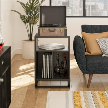 Novogratz Regal Turntable Stand / End Table, Black Oak