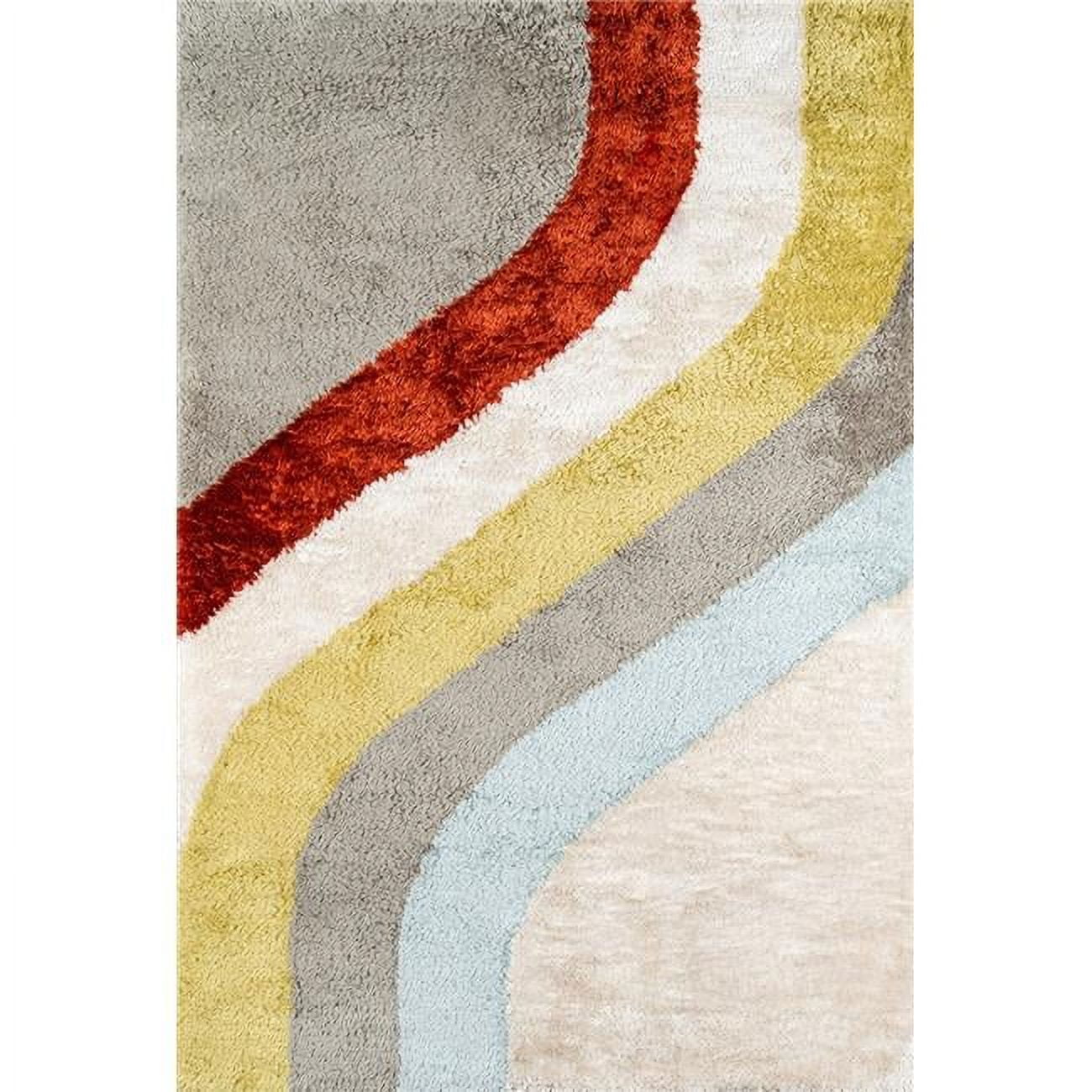 Scandinavian Blue Shag Hand-Tufted Rectangular Rug, 5' x 7'