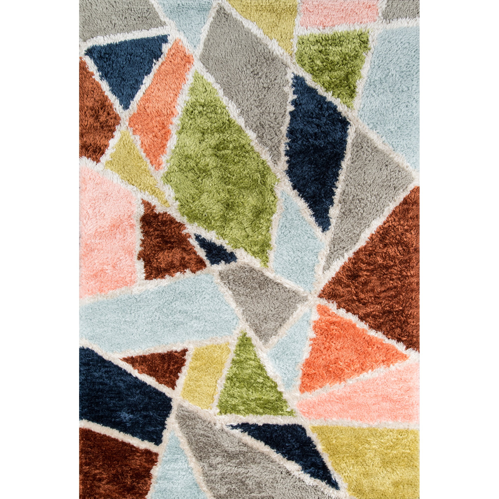 Multicolor Hand-Tufted Synthetic Shag Area Rug, 7'6" x 9'6"