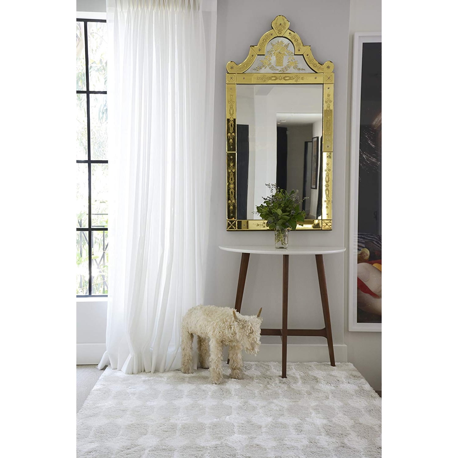 Taupe Hand-Tufted Shag Runner Rug, 2'3" x 7'6"