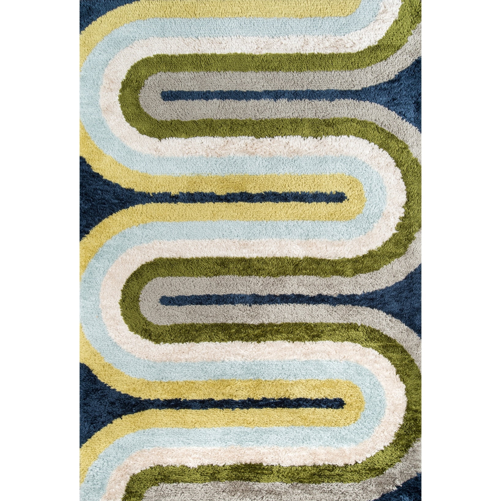 Retro Multicolor Hand-Tufted Shag Rug, 2' x 3'