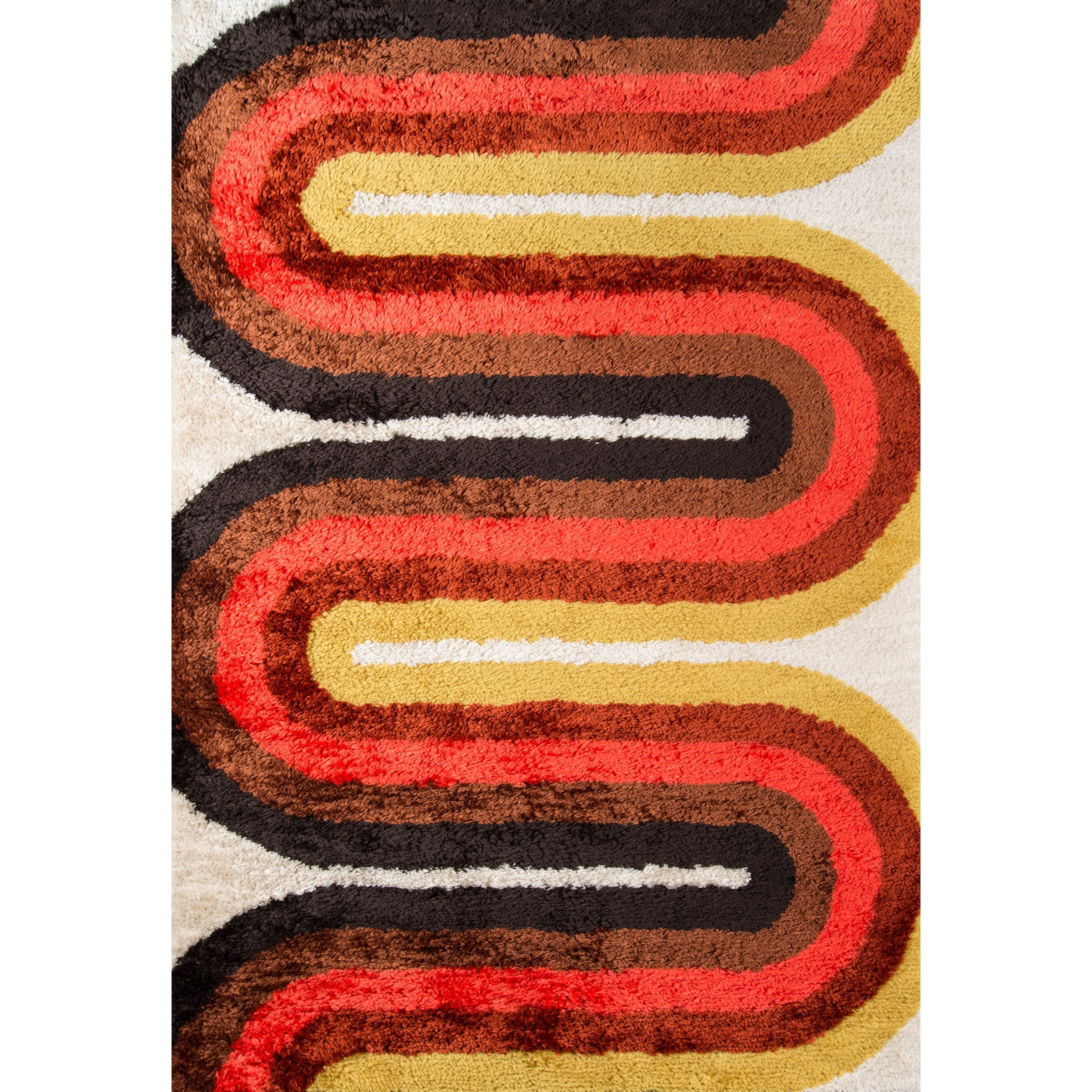 Plush Red Synthetic 5' x 7'6" Hand-Tufted Shag Area Rug