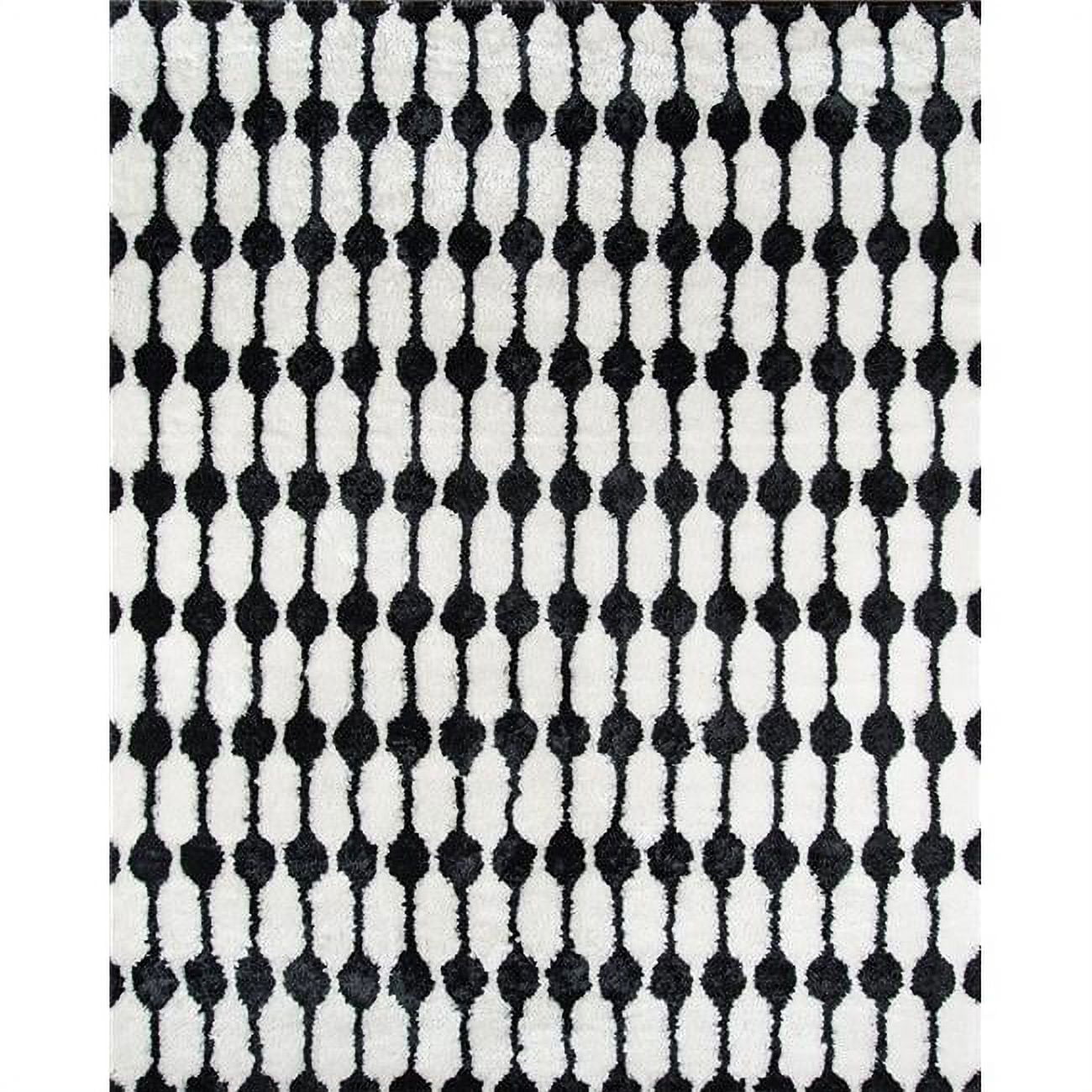 Scandinavian Mid-Century Black Shag Hand-Tufted Rug