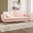 Novogratz Tallulah Memory Foam Futon, Convertible Couch, Pink Velvet