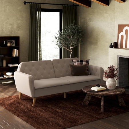 Novogratz Tallulah Memory Foam Futon, Tan Basket Weave