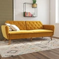 thumbnail image 1 of Novogratz Tallulah 83" Memory Foam Futon Sofa Bed, Mustard Yellow Velvet, 1 of 20