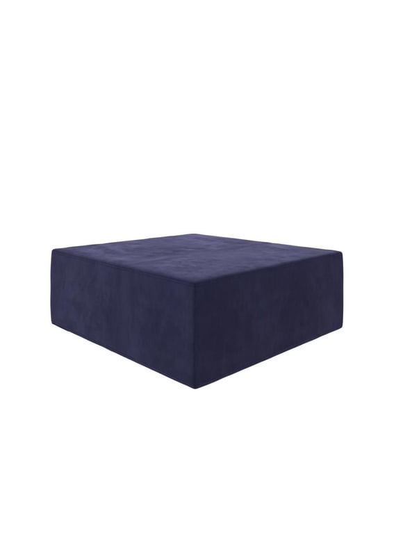 Novogratz The Flower Ottoman Pouf, Navy Blue Microfiber