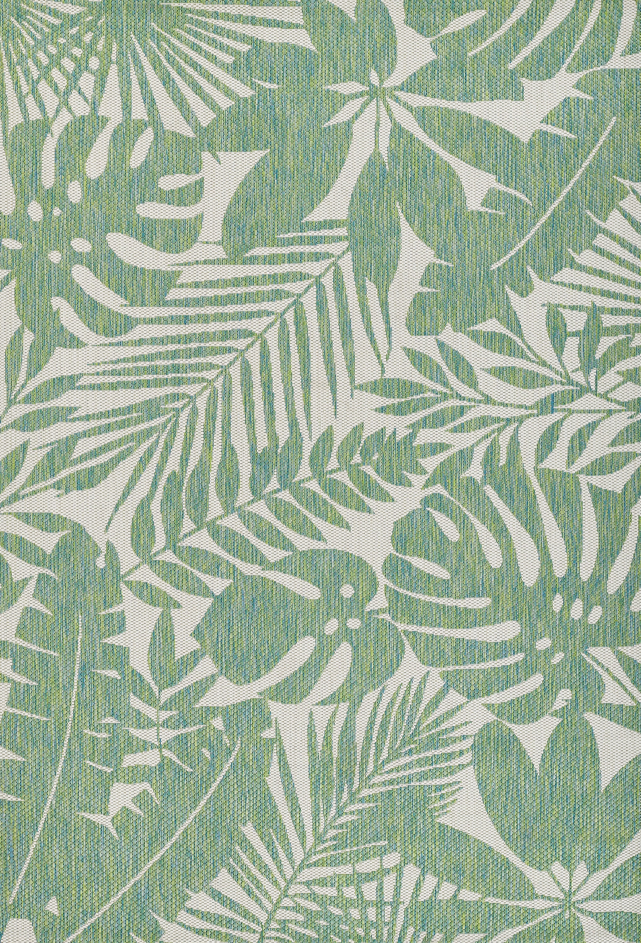 Green and White Synthetic Rectangular Area Rug, 3'3" x 5'