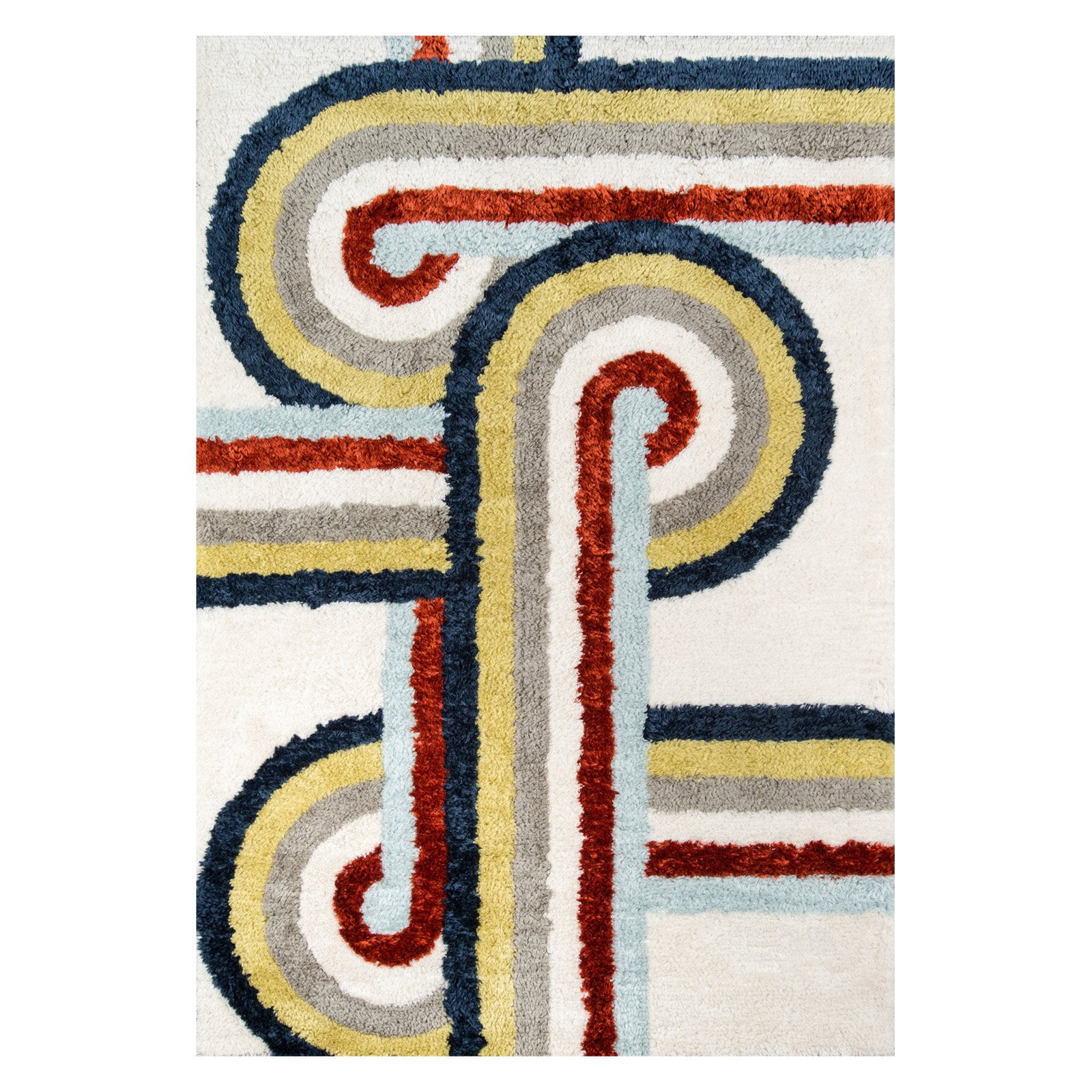 Retro Multicolor Hand-Tufted Shag Runner Rug