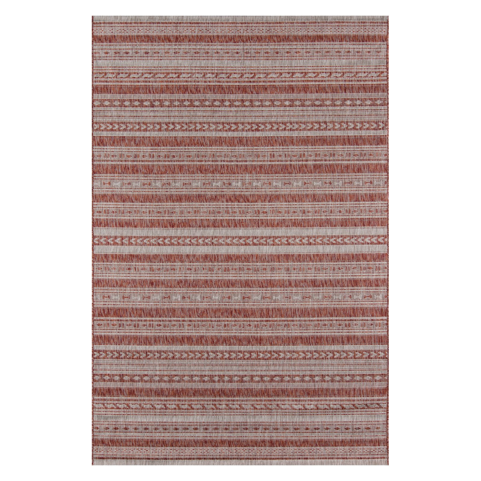 Copper and Gray Geometric Pattern Runner Rug