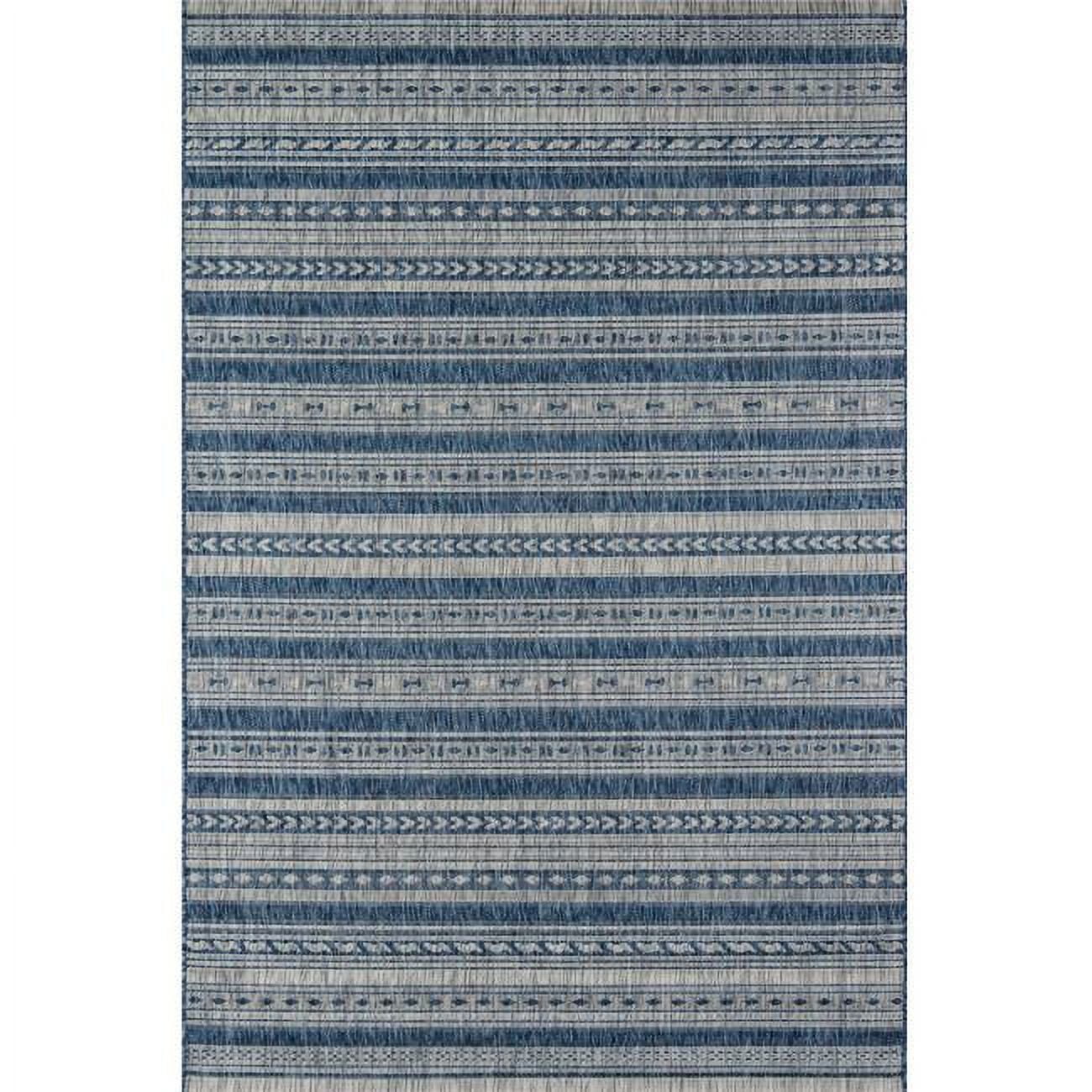 Chambray Blue Synthetic Braided 6'7" x 9'6" Easy-Care Area Rug