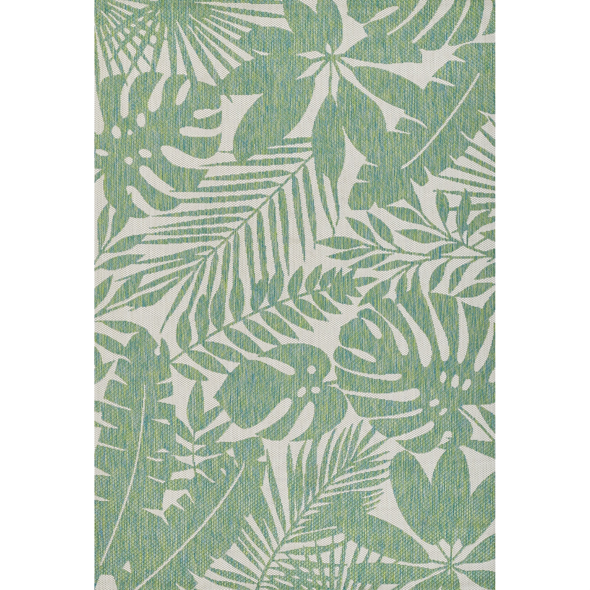 Green and White Floral Synthetic Runner Rug, 2 ft x 6 ft