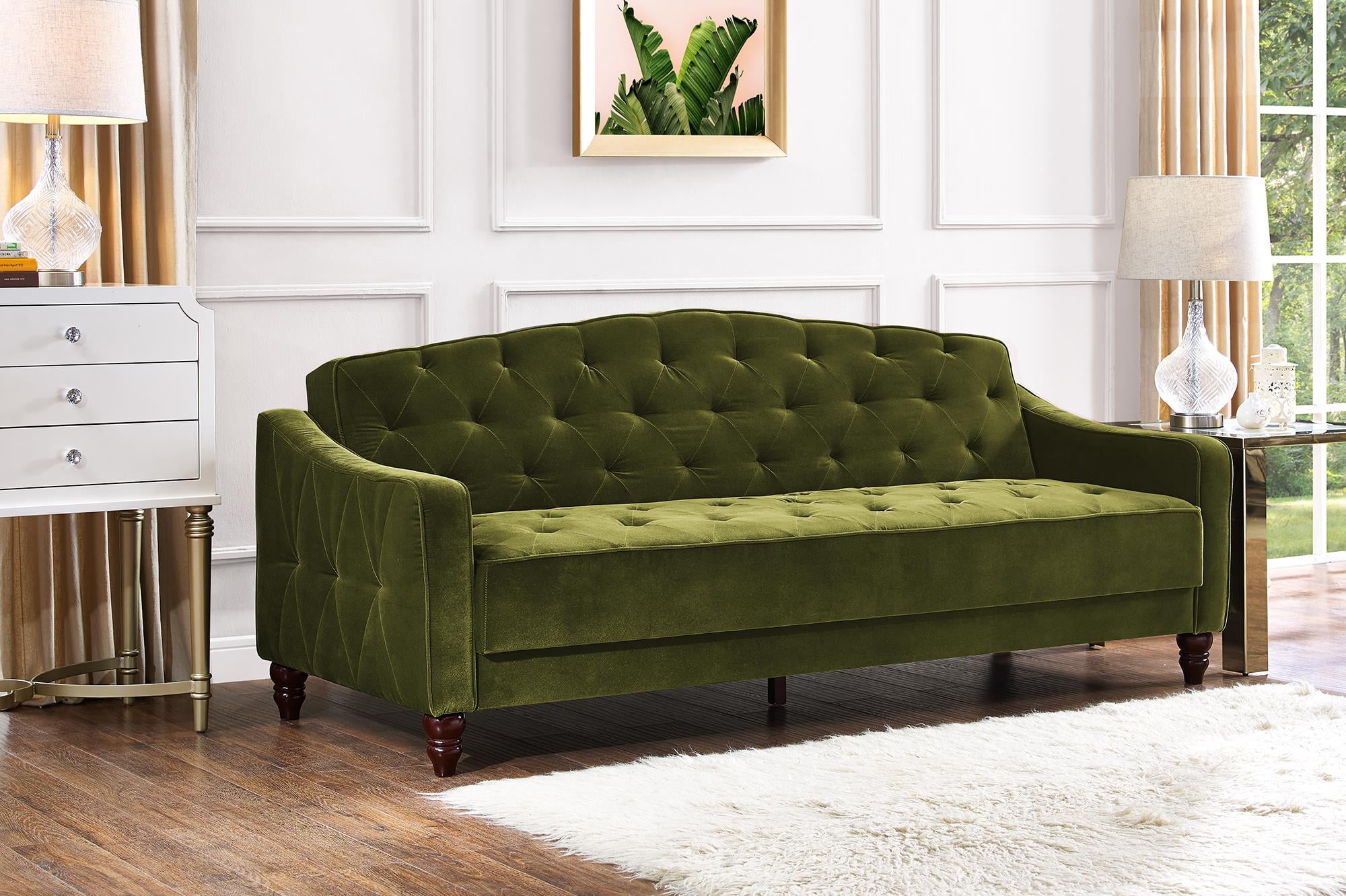 novogratz vintage tufted sofa bed in velour