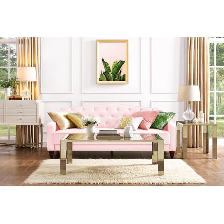 Novogratz Vintage Tufted Sofa Sleeper II, Pink Velvet