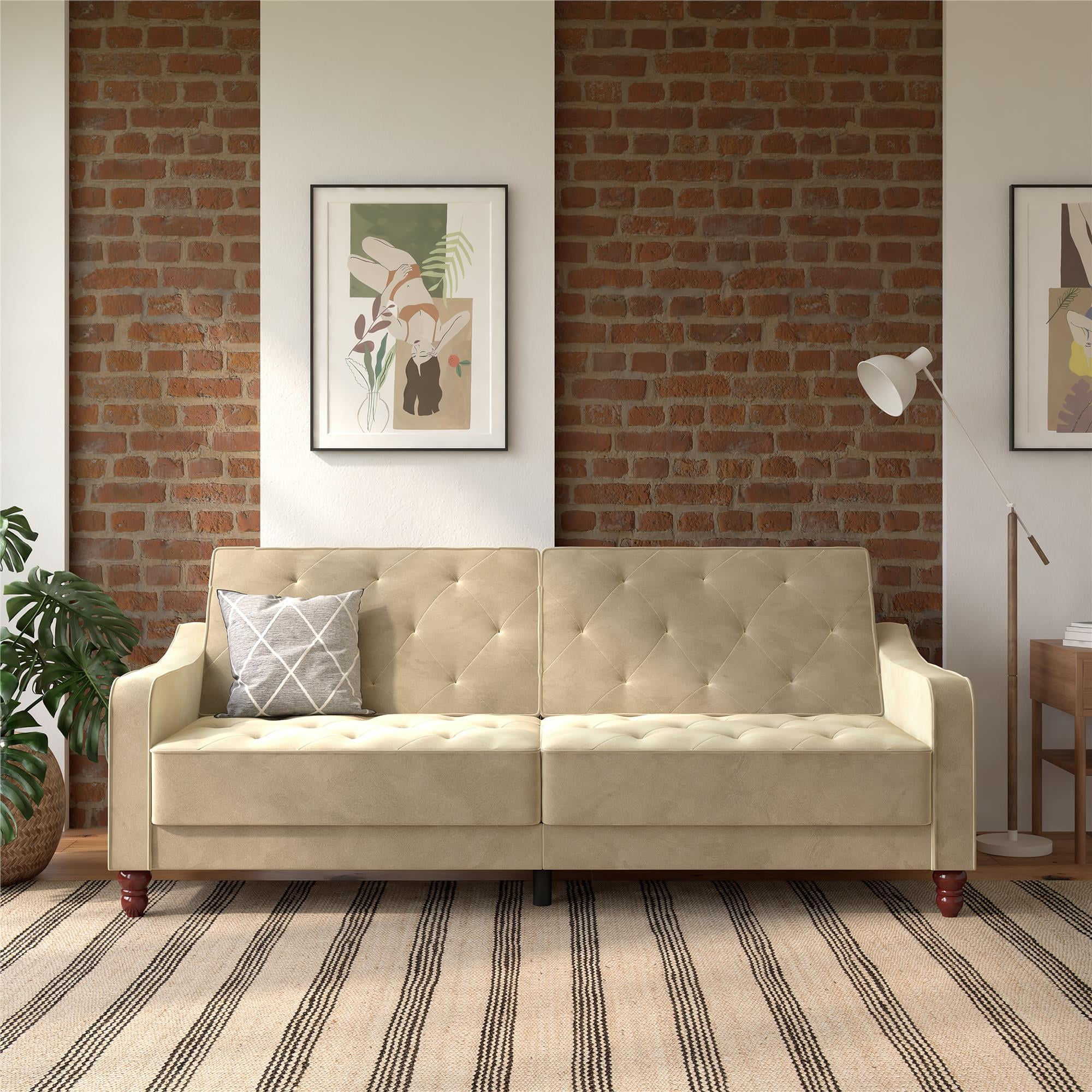 Novogratz vintage tufted velvet split back sofa bed deals
